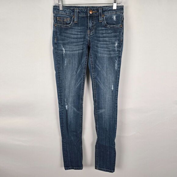 Vigoss Studio Jeans Women's 1/2 26 Blue Slight Distressed Skinny Medium Wash - Picture 1 of 16